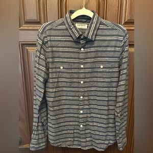 Express Men’s Blue Striped Button Down Shirt Size Small-Good Condition💙